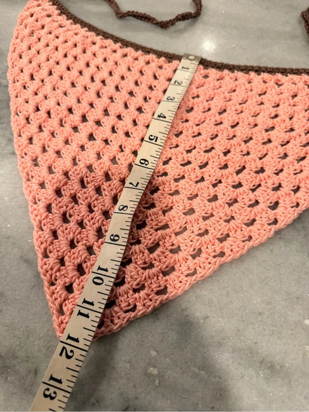 Handmade Crochet Bandana Head Scarf Cotton Boho Triangle Wrap Fest Cottagecore